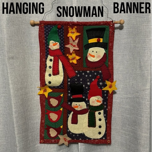 Snowman Hanging Decor-Felt and Cloth-EUC - Picture 1 of 9